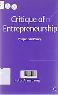 Image of CRITIQUE OF ENTREPRENEURSHIP : People and Policy