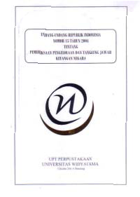 Image of UNDANG-UNDANG REPUBLIK INDONESIA NO.15 TH. 2004 TENTANG PEMERIKSAAN PENGELOLAAN DAN TANGGUNG JAWAB KEUANGAN NEGARA