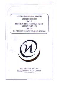 Image of UNDANG-UNDANG REPUBLIK INDONESIA NO. 20 TAHUN 2000 TENTANG PERUBAHAN KE-3 ATAS UU  NO. 21 TAHUN 1997 TENTANG BEA PEROLEHAN HAK ATAS TANAH & BANGUNAN