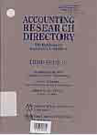Image of ACCOUNTING RESEARCH DIRECTORY THE DATABASE OF ACCOUNTING LITERATURE