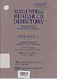 ACCOUNTING RESEARCH DIRECTORY THE DATABASE OF ACCOUNTING LITERATURE