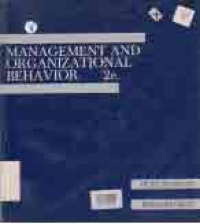 MANAGEMENT AND ORGANIZATIONAL BEHAVIOR