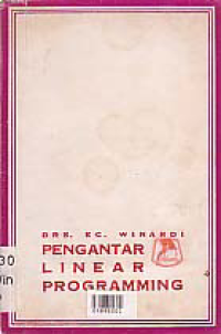 Image of PENGANTAR LINEAR PROGRAMING